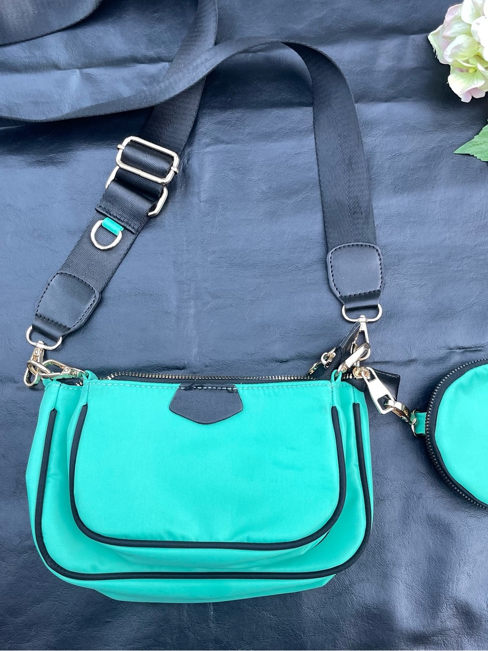 Womens Nylon Mini Shoulder Bag Purse crossbody color green